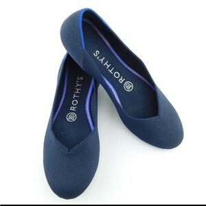 ROTHY'S Blue Knit Round Toe V Cut Ballet Flats Shoes